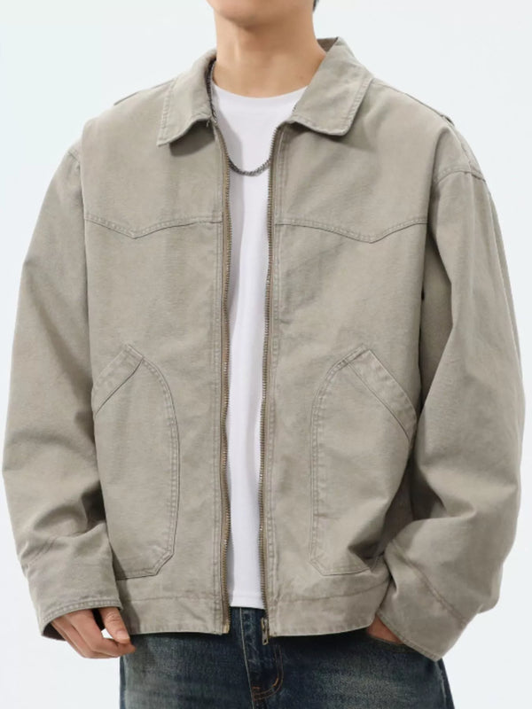 Men's Plus Size Zip-Up Trucker Jacket